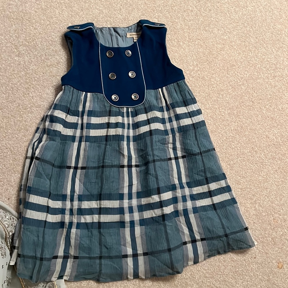 Beautiful Burberry Little girl velvet and plaid dress.
